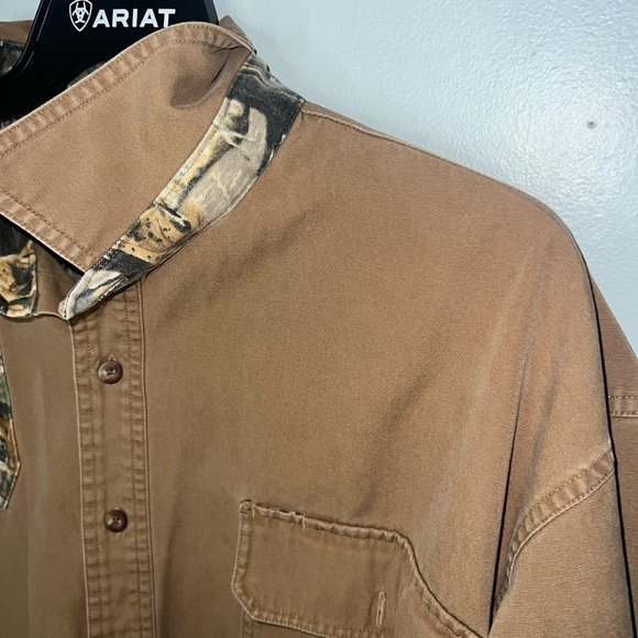 Cabela's Long Sleeve Button Down Woodland Camo Seclusion 3D Sz 2XL Tall - Picture 6 of 7